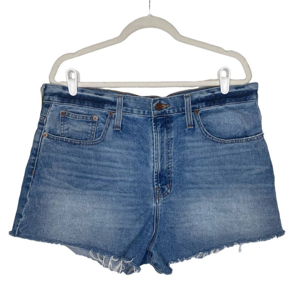 Madewell The Perfect Jean Short Frayed Hem Shorts High Rise Denim Blue Size 32